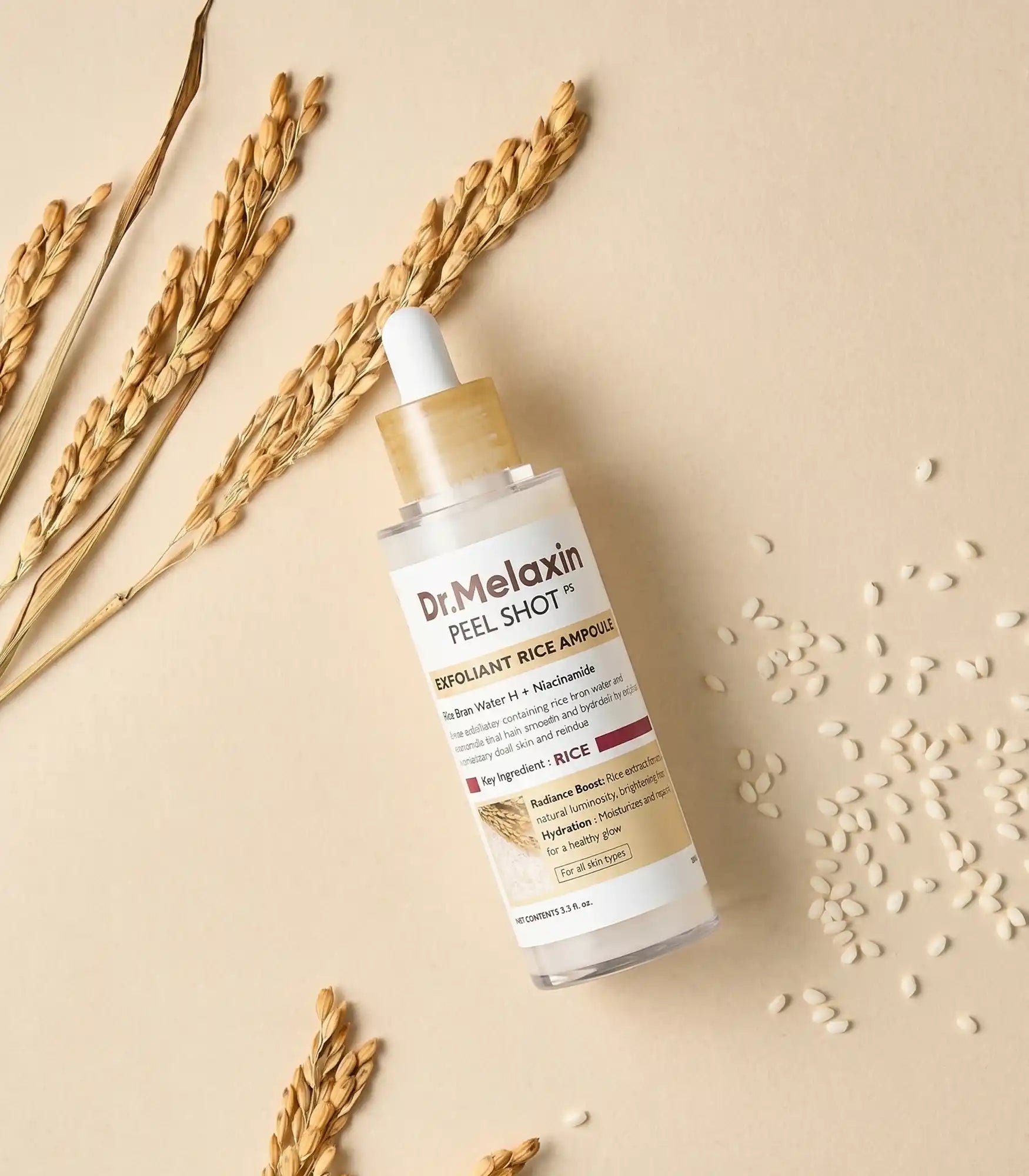White rice peeling ampoule gives the skin clarity and radiance